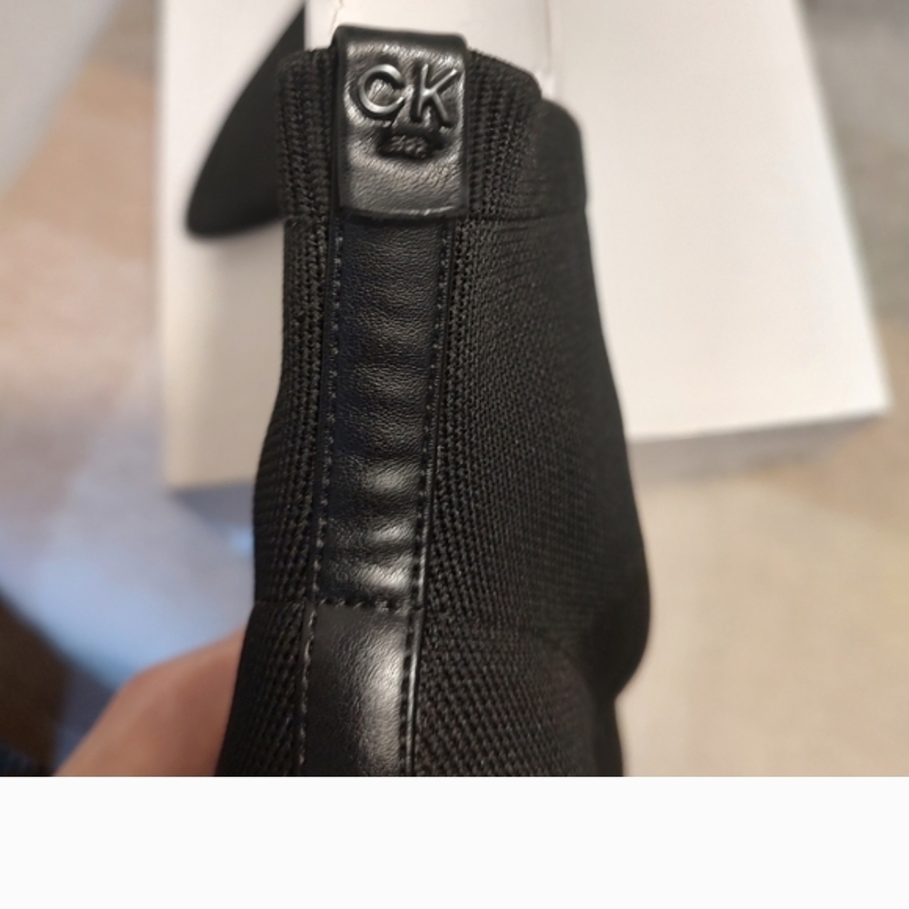 Calvin Klein Gabby Sock Booties Black Pointed Toe Stiletto Ankle Boots 9.5 NIB - Picture 4 of 8